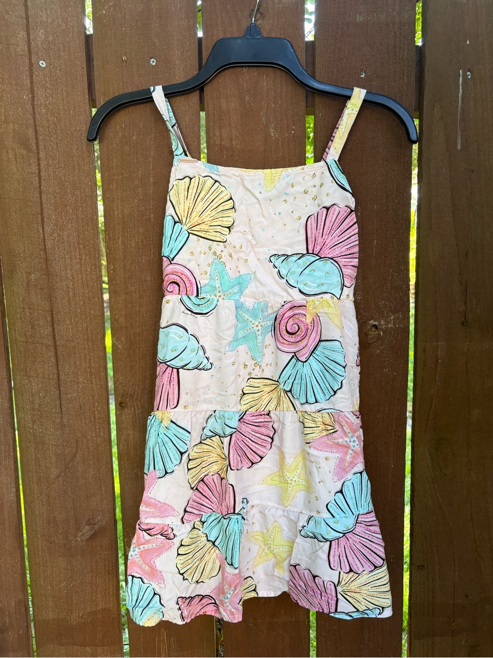 Turma Bacana Girls Seashell Starfish Sundress Beach Dress Pink Blue size 8
